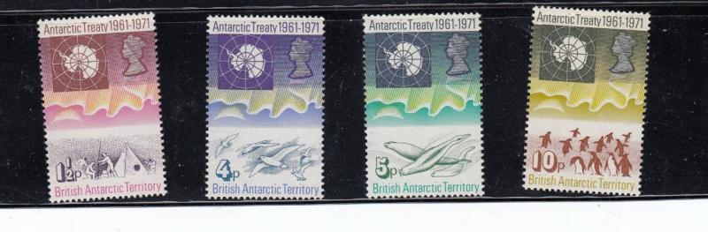 British Antarctic Territory # 39-42 MNH Antarctic Treaty 1961-1971 Cat Value $53