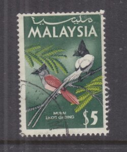 MALAYSIA, 1965 Paradise Flycatcher $ 5.00, used.