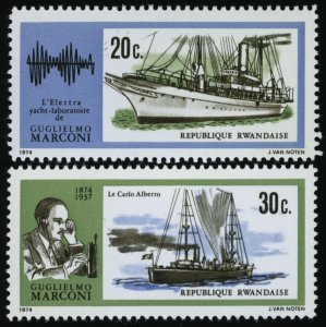 RWANDA Sc 587-88 MNH - 1974 - Guglielmo Marconi, Italian Inventor