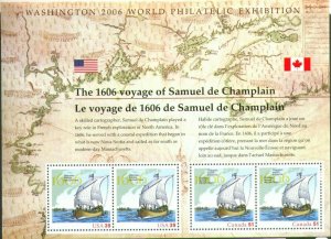 2006 US/Canadian Souvenir sheet Champlain 400th Anniversary Sc # 4074/2156