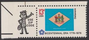 US 1633 State Banners Delaware 13c zip single UL MNH 1976