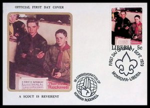 Liberia Norman Rockwell - A Scout is Reverent (1979) FDC