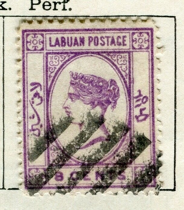 NORTH BORNEO LABUAN; 1892 early classic QV issue used 8c. value