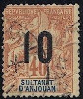 ANJOUN 1912 Sc 26  10c on 40c  Used