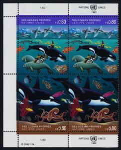 United Nations Geneva 215a Left Block MNH Whales, Fish, Marine Life