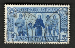 1931 Italy Sc #262 1.25 Lire - St Anthony Freeing Prisoners - Used stamp Cv$9.50