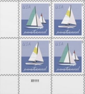 US Sailboats LL Plate Block of 4 stamps MNH 2023 Pre-Order Ships 22 Jan 2023 