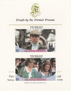 TUVALU 1986 WEDDING - ANDREW & FERGIE  imperf on FORMAT INTERNATIONAL PROOF CARD