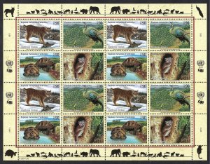 UN Geneva #367-370 90¢ Endangered Species (2001). Full mini-sheet. MNH