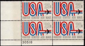 US #C75 USA AND JET MNH LL PLATE BLOCK #30518 DURLAND $8.00