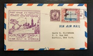 1932 SS Manhattan Maid Voyage Airmail Sea Post Cover to Buffalo New York