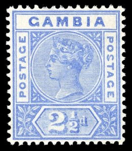 Gambia 1898 QV 2½d ultramarine showing the MALFORMED S variety VFM. SG 40a.