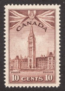 1942 Canada Sc #257 - 10¢ Parliament Buildings Architecture - MNH postage stamp