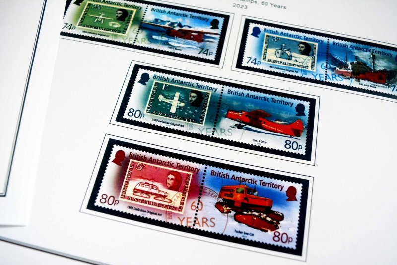 COLOR PRINTED BRITISH ANTARCTICA 2011-2024 STAMP ALBUM PAGES (47 illustr. pages)