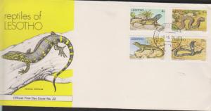 O) 1979 LESOTHO, REPTILES-SNAKE, LIZARDS, MAMPHAROANE, BITIS ATROPOS, GHERRHOSAU