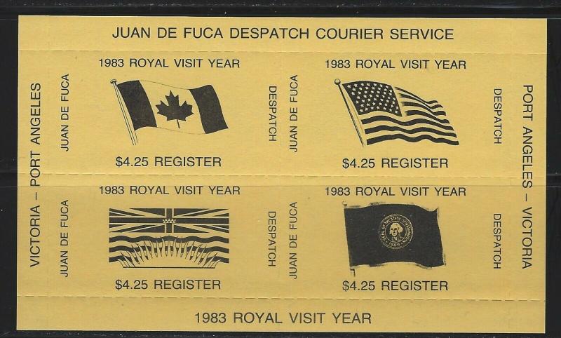 CANADA - $4.25 REGISTER - 1983 JUAN DE FUCA DESPATCH COURIER SERVICE MINI SHEET 