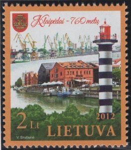 Lithuania 2012 MNH Sc 980 2 l Lighthouse, docks Klaipeda 760th ann