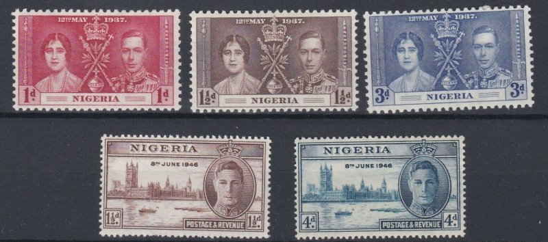 NIGERIA    1937 - 46  CORONATION & VICTORY SET   MH