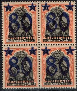 Danzig,Sc.#23 MNH block of 4, Germania ovpr. and Surcharge, cv. €20