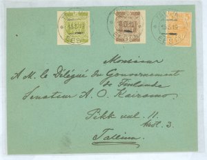 Estonia 3/4/21 5-15-1919 letter to FInnish Delegation in Estonia, overfranked, 5 penni on cover - rare