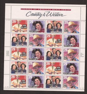 U.S. SCOTT #2771 - COUNTRY & WESTERN - LEGENDS OF AMER. MUSIC - MINT N.H. SHEET