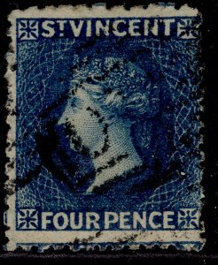 ST. VINCENT QV SG25, 4d deep blue, FINE USED. Cat £100.