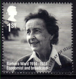 GB 2014 QE2 1st Remarkable Lives ' Barbara Ward ' SG 3580 ex FDC ( E1113 )