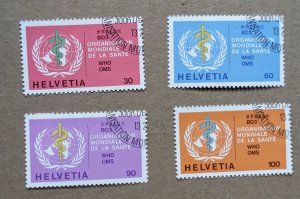 Switzerland Officials #5o36-5o39 CTO w/ OG, World Health Organization WHO