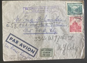 1941 Prague Bohemia Germany Censored Airmail Cover To New York Usa W Letter