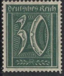 Germany 141 (mhr, thin) 30p numeral, blue green (1921)