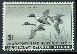 MOMEN: US STAMPS #RW12 BLACK DUCK MINT OG NH $100 LOT #73952-3