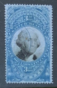 USA 2ND ISSUE REVENUE $3.50 SCOTT  R126. HANDSTAMPED CANCEL. CAT $425 (2013)