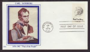 US 1731 Carl Sandburg 1978 1st Western Silk U/A FDC