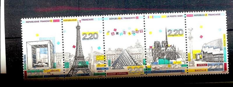 France, 2151a, Historic Sights, Paris Strip(5),**MNH**