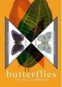 Union Island 2011 - Butterflies of the Caribbean Souvenir sheet of 2 Stamps MNH