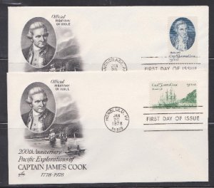 1732 - 1733 Captain Cook pair of Unaddressed ArtCraft FDCs