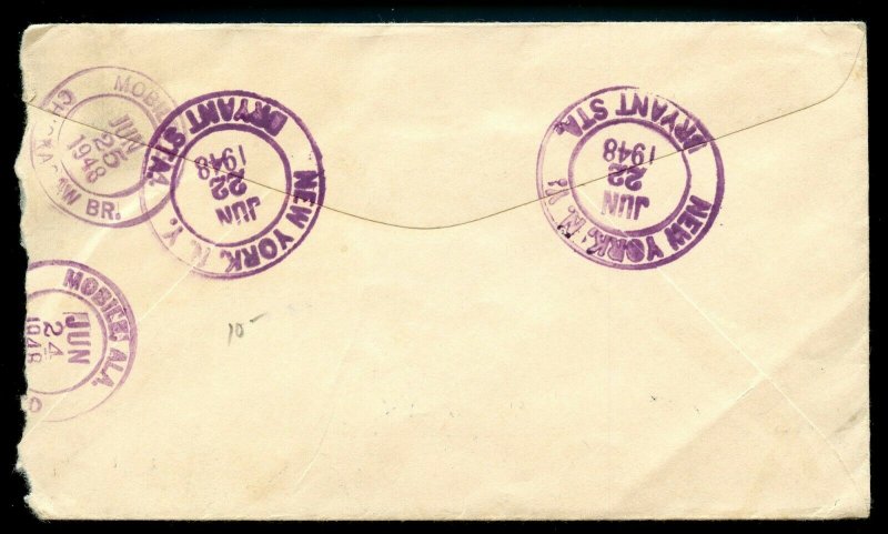 U.S. Scott 815 (2) and 804 Prexies and Scott 957 on Registered Ret. Rcpt. Cover