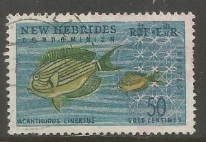 NEW HEBRIDES, BRITISH  103  USED,  LINED TANG FISH