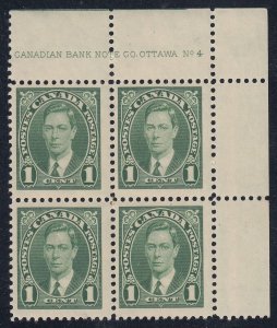 Canada #231 Mint Plate Block, Plate No. 4 UR