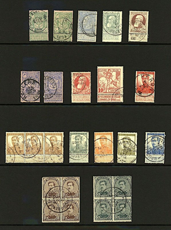 Belgium 1894/1915 range of detinitive and exhibition issues with tabs (25 Stamps