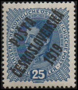 Czechoslovakia B9 - Mint-NH - 25h Karl I (Austria) (1919)