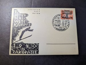 1940 Germany General Government Overprint Poland Souvenir Cover Zakopane