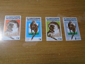 St Kitts Nevis  #  350-53  MNH  Primates