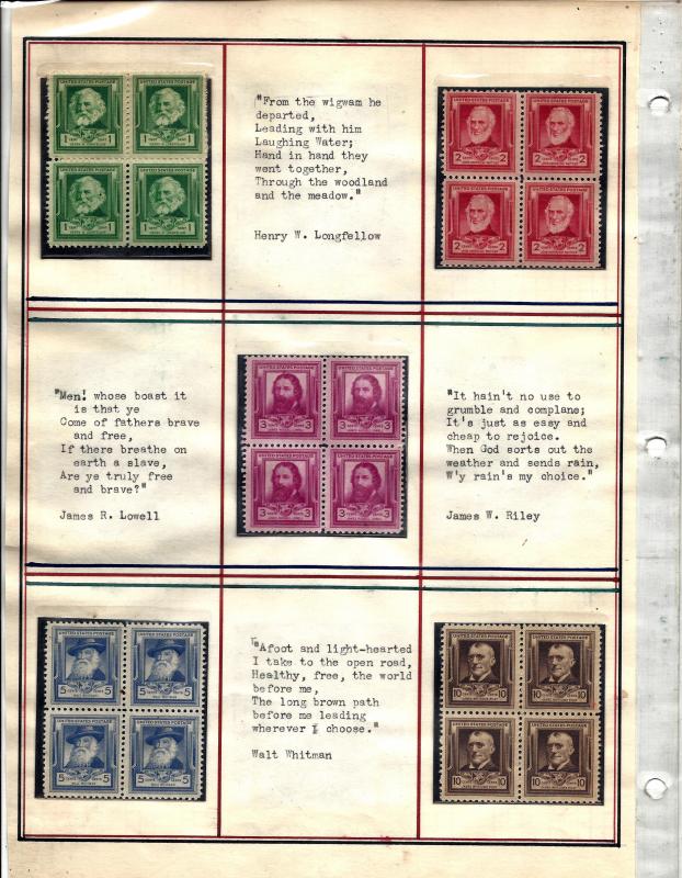 859-893 Mint and Used... Blocks of 4... (2) Complete Sets... SCV $196.60