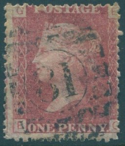 Great Britain 1854 SG36 1d rose-red QV GEEG plate 141 perf 16 FU (amd)