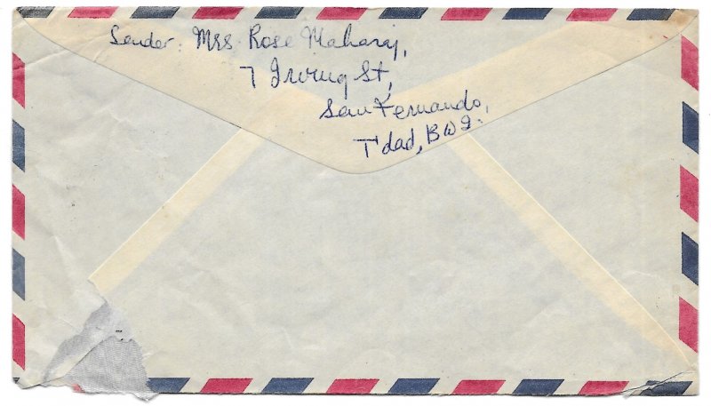 San Fernando, Trinidad and Tobago to Indianapolis, Indiana 1956 Cover, Sct 78,79