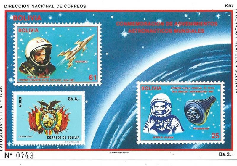 Bolivia  #C320  Souvenir Sheet - Space (MNH)   CV $25.00