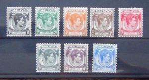 Straits Settlements 1937 - 41 values to 12c MM 