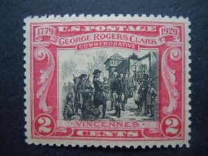 #651  2c George Rogers Clark Single MNH OG XF-S #3 CV $55 Includes New Mount