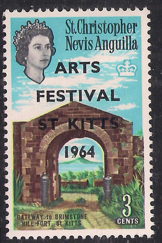 St Christopher Nevis Anguilla 1964 QE2 3 ct Arts Festival MM SG 145 ( G395 )